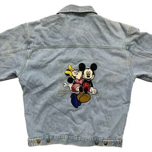 Vintage Disney Mickey Minnie Mouse Denim Jean Jacket Sz Medium Jerry Leigh